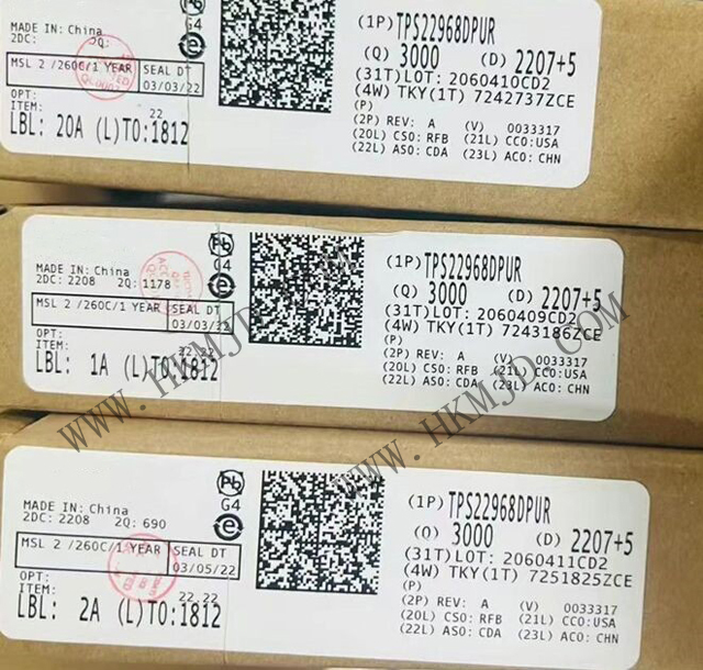 供應(yīng) TI TPS22968DPUR 雙通道超低電阻負(fù)載開關(guān)，帶受控導(dǎo)通功能